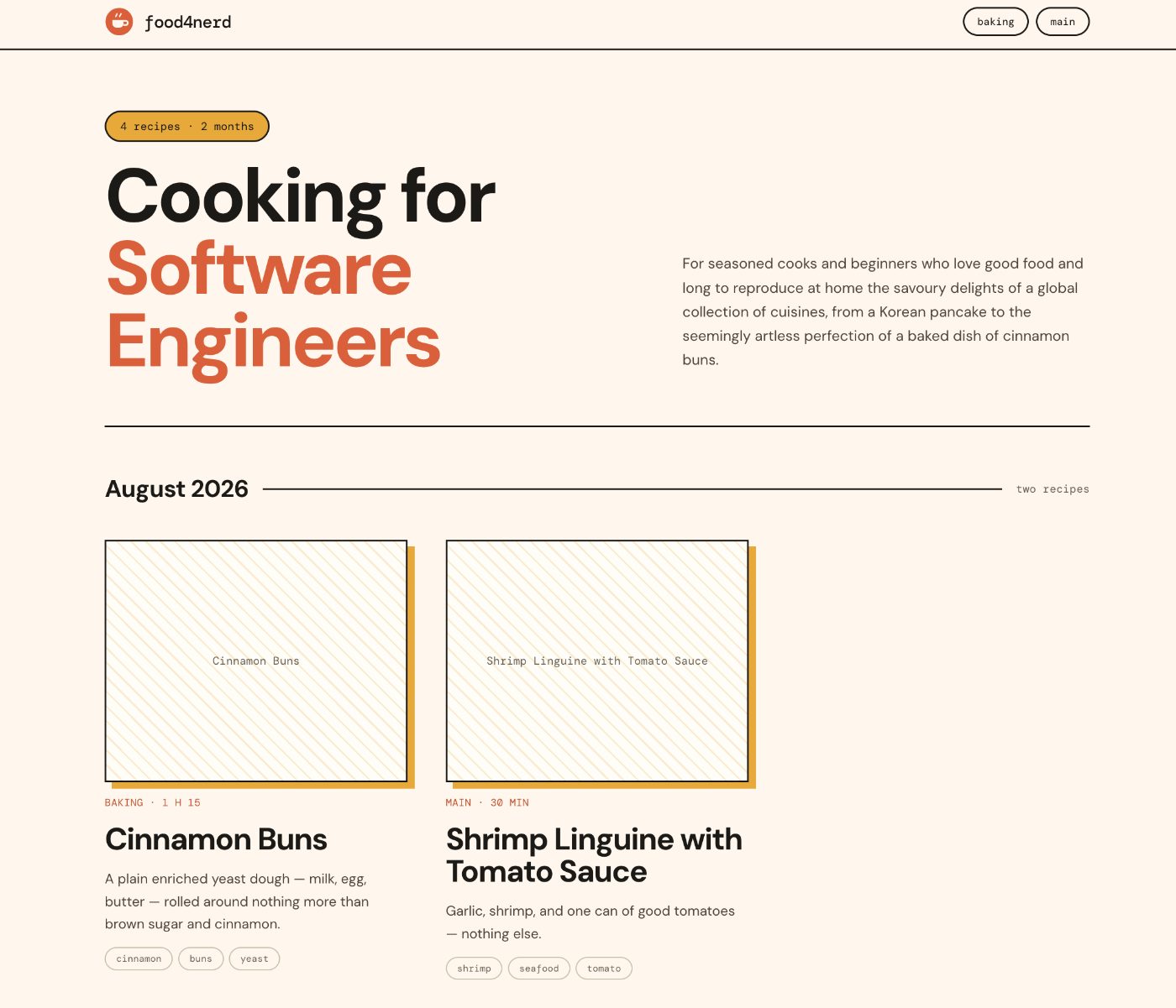 food4nerd — Cooking for Software Engineers, recipe index